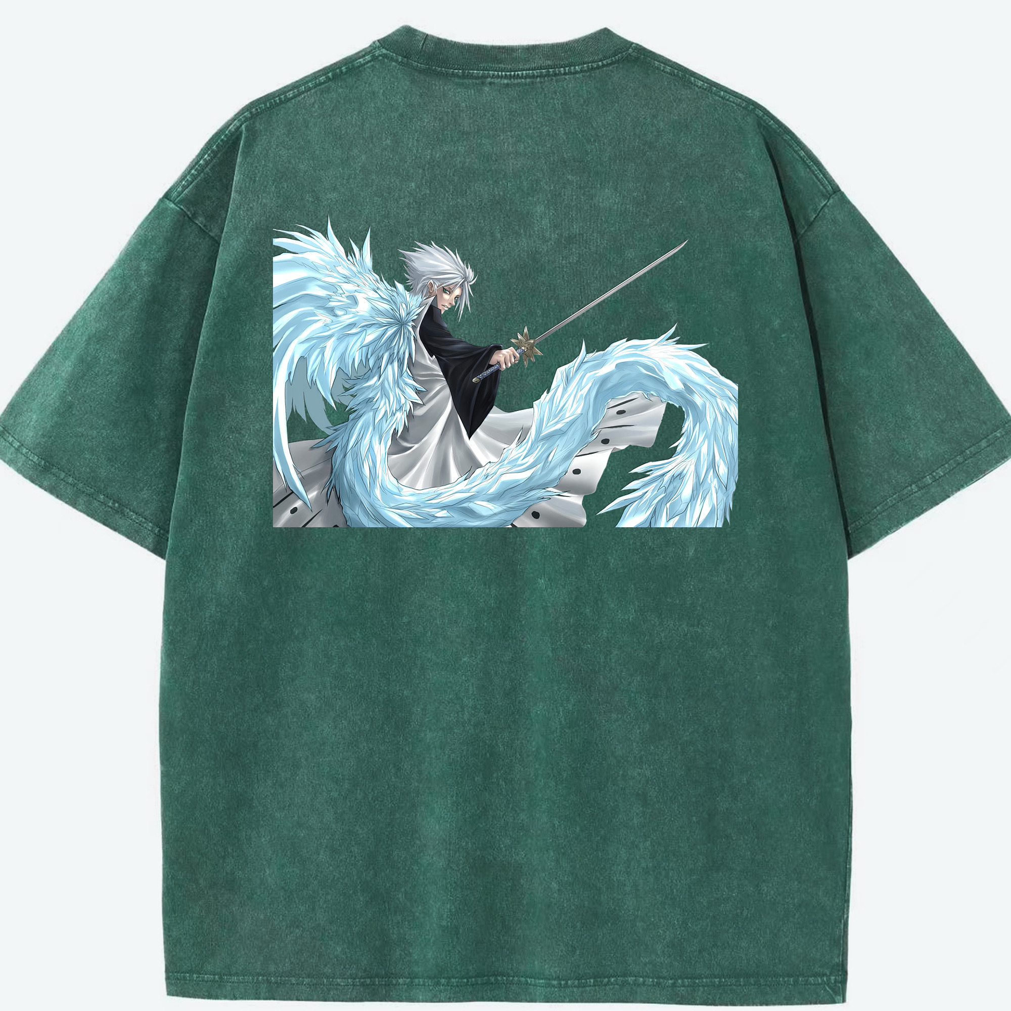 （画像用） ブリーチ 日番谷冬獅郎（ひつがや とうしろう） BLEACH Hitsugaya Toushirou 綿100% ヴィンテージ風 半袖Tシャツ（背面プリント）